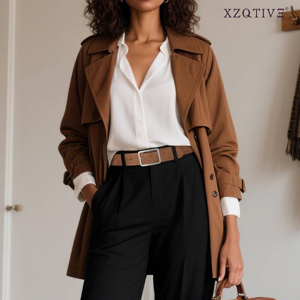 Women's Suede Leather Belt Silver Buckle Waist Accessory for Jeans Dress - Picture 4 of 6